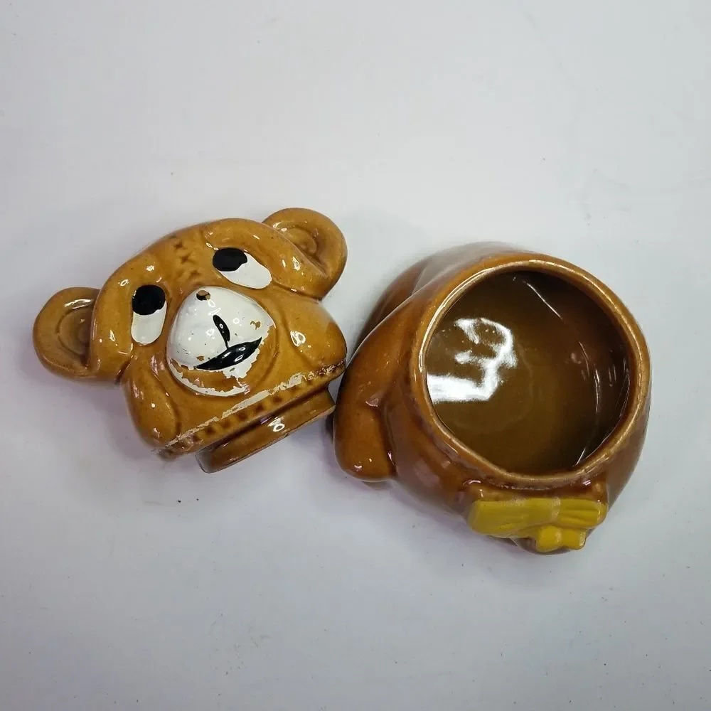 Houston Foods 1982 Vintage Ceramic Bear Honey or Jam Pot